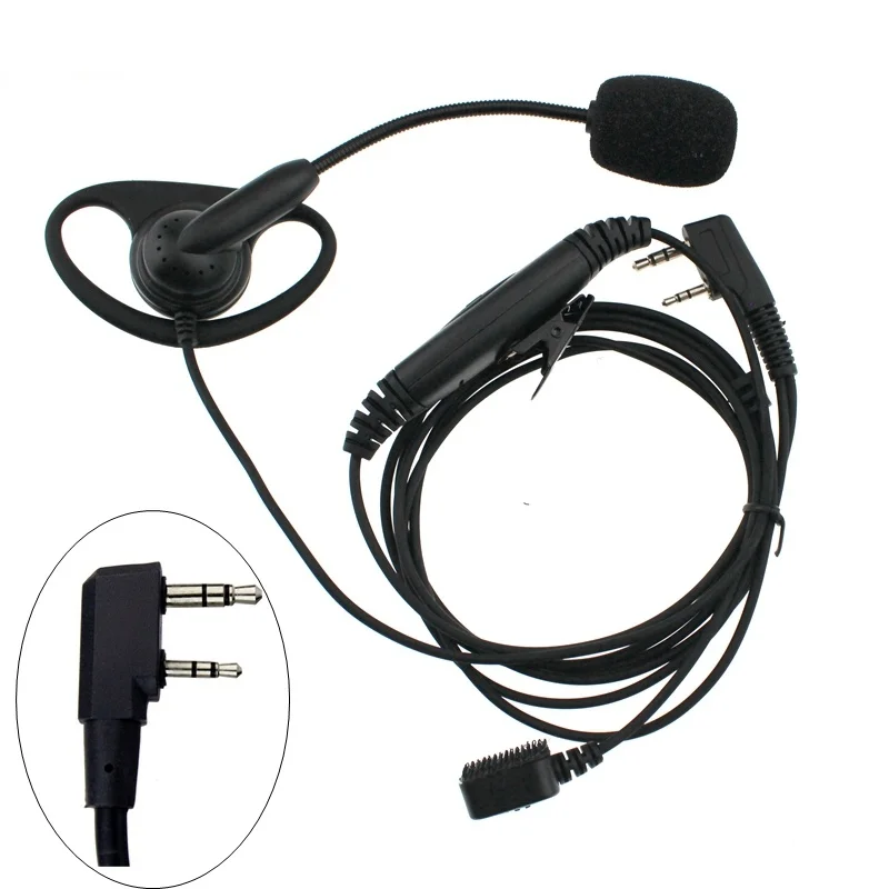 D-type Headset Finger Stick Double PTT Headphone Tactical Earpiece for Walkie Talkie Baofeng UV-5R BF-888s Kenwood TK-3107 Radio