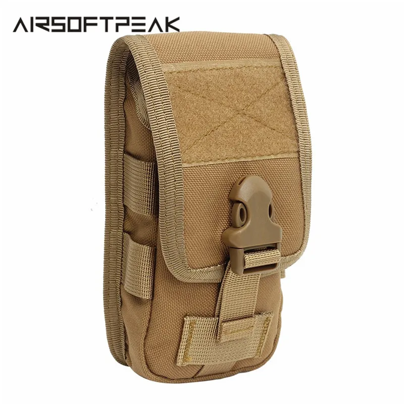 Airsoftpeak Tactical Double Layer Pouch for Phone Molle ID Phone Tools Pouch Storage Bag for Hunting Outdoor Waist Fanny Bags