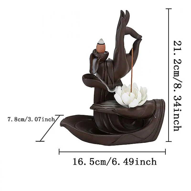 

Buddha Hand Ceramics Backflow Burner Smoke Waterfall Incense Stick Burner Tower Incense Lotus Incense Censer Little Monk Burner