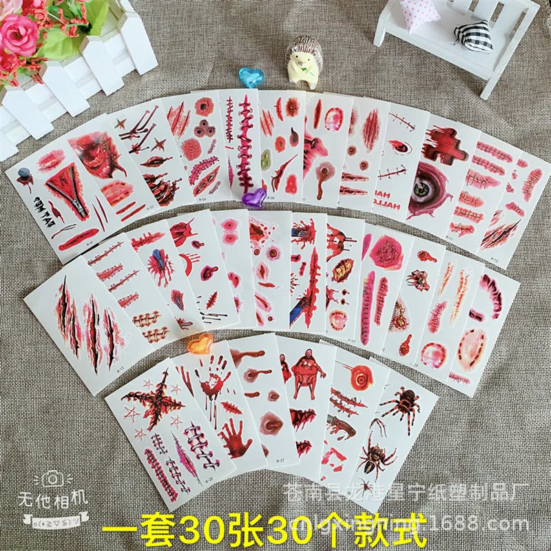 

stickers New scar Halloween tattoo stickers Funny scary scar stickers Waterproof and realistic tattoo stickers