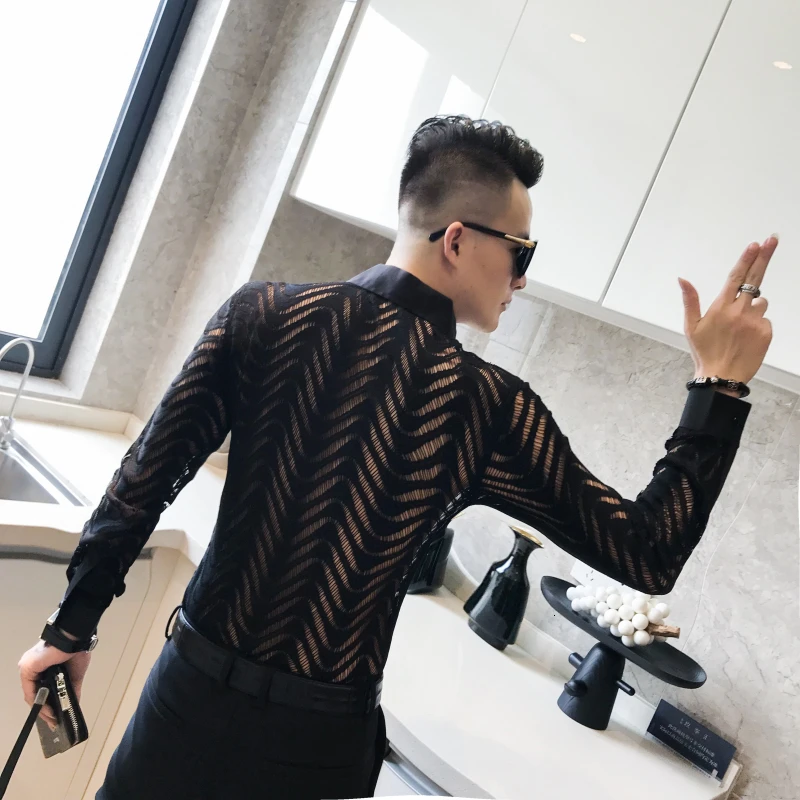 Рубашка Camisa hombre, простроченная полосатая рубашка, прозрачная рубашка для мужчин, Chemise Homme Marque, роскошная летняя рубашка с короткими рукавами