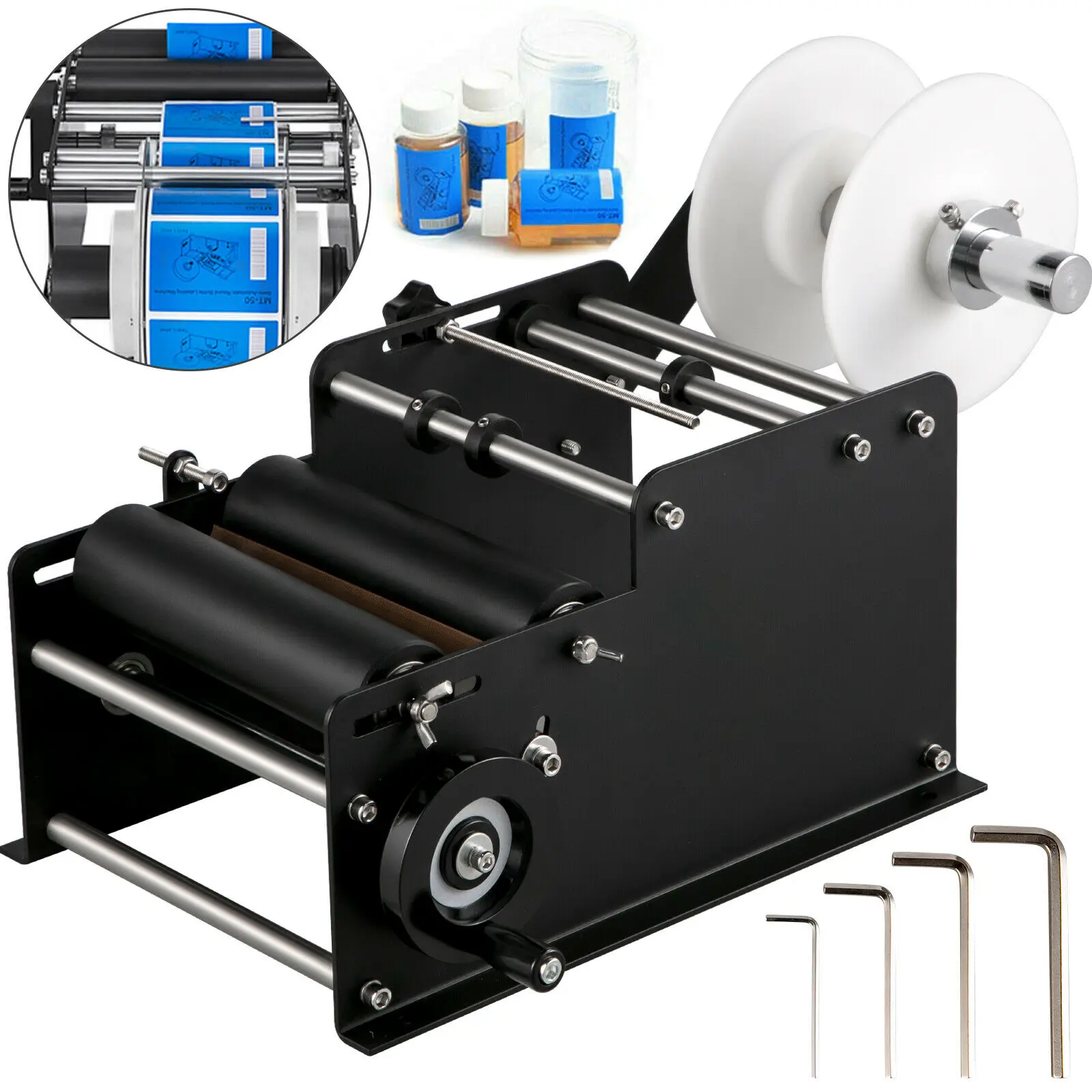 

VEVOR MT - 30 Semi-Automatic Bottle Labeling Machine Electrical Adhensive Printer Applicator With Round for Plastic Glass Metal