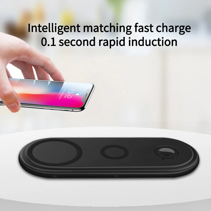 Беспроводное зарядное устройство 3 в 1 Qi для Apple Watch 5 4 2 Airpods Pro быстрая зарядка iPhone 11