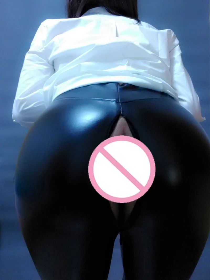 ) Сексуальные экокожа (полиуретан) на молнии открытая промежность секс карандаш с