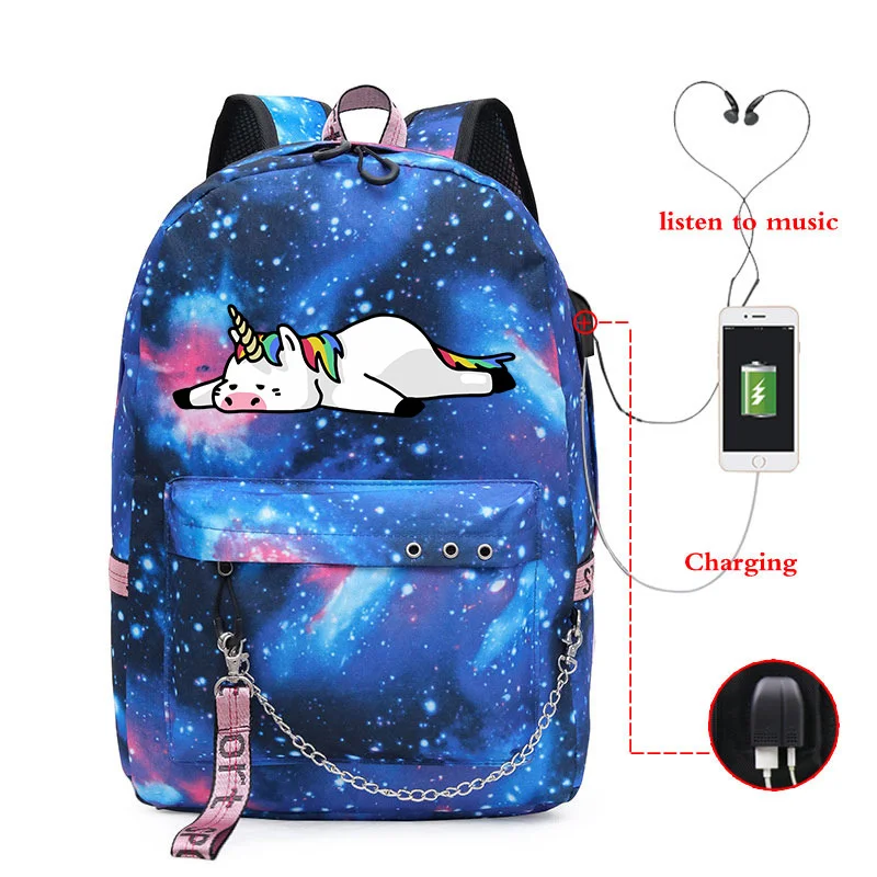 

Женская школьная сумка с принтом в виде единорога