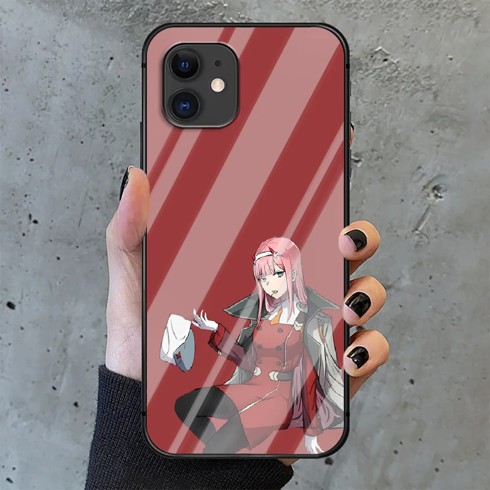 

FRANXX Sexy Zero Two Phone Tempered Glass Case Cover For IPhone 6 6S 7 8 11 12 X Xr Xs Se 2020 Pro Max Plus Mini