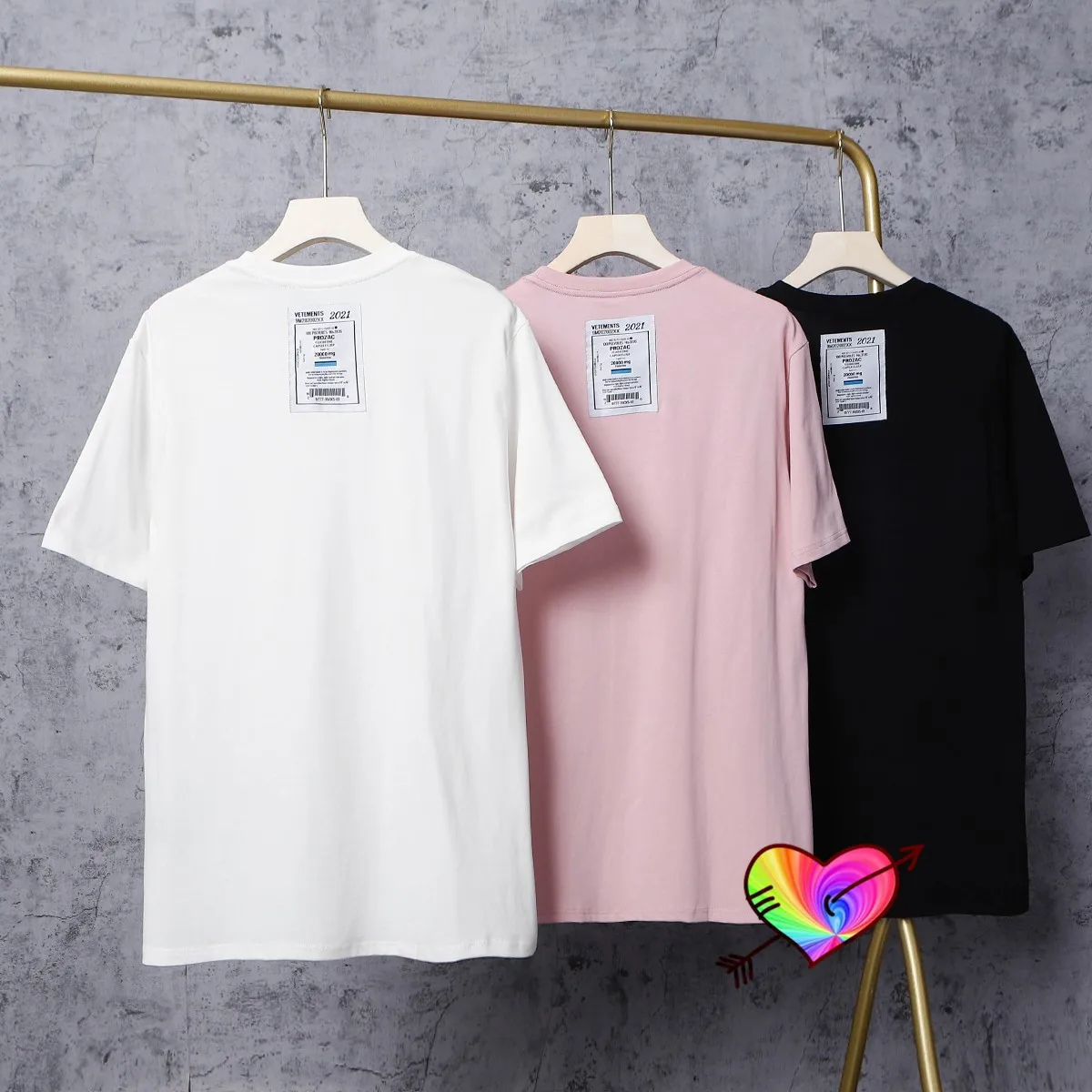 

Pink Vetements Postmark Tee Men Women High Quality Letter Reversal Vetements T-shirt Back White Patch Logo Tops Short Sleeve
