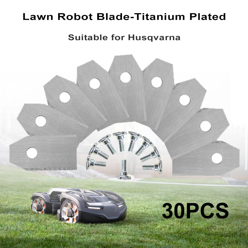 

30 Pieces Intelligent Weeder Blades Titanium-plated Silver Blade for Husqvama Automatic Moving Machine Replacement Accessories
