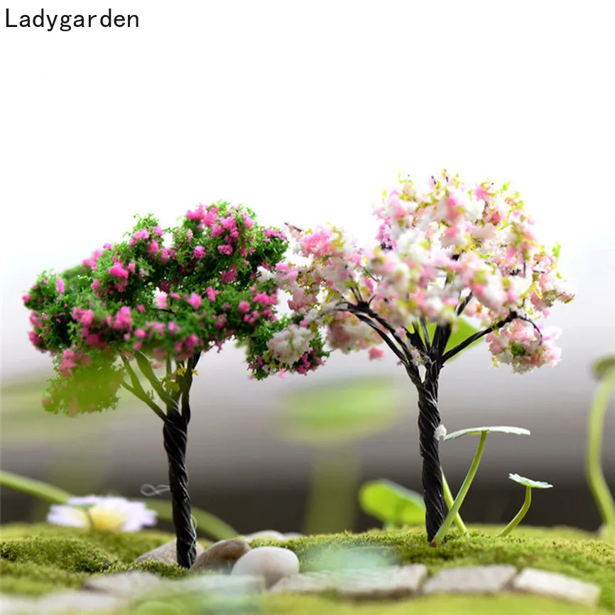 15PCS Mini Tree Fairy Garden Decorations Miniatures Micro Landscape Resin Crafts Bonsai Figurine Garden Terrarium Accessories