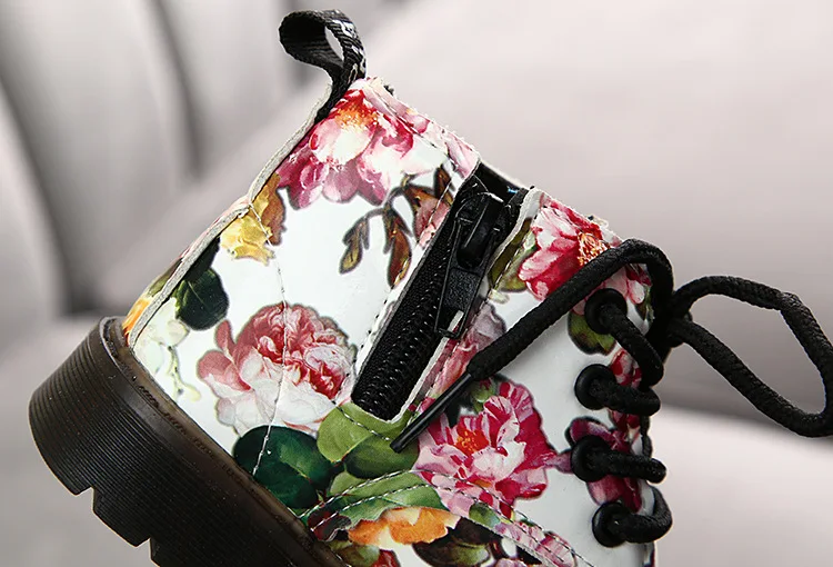 Новые Детские сапожки для мальчиков и девочек с цветочным принтом Цветочный