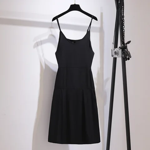 Женское платье без рукавов, черное платье с V-образным вырезом, размеры 3XL, 4XL, 5XL, 6XL, 7XL, лето 2021