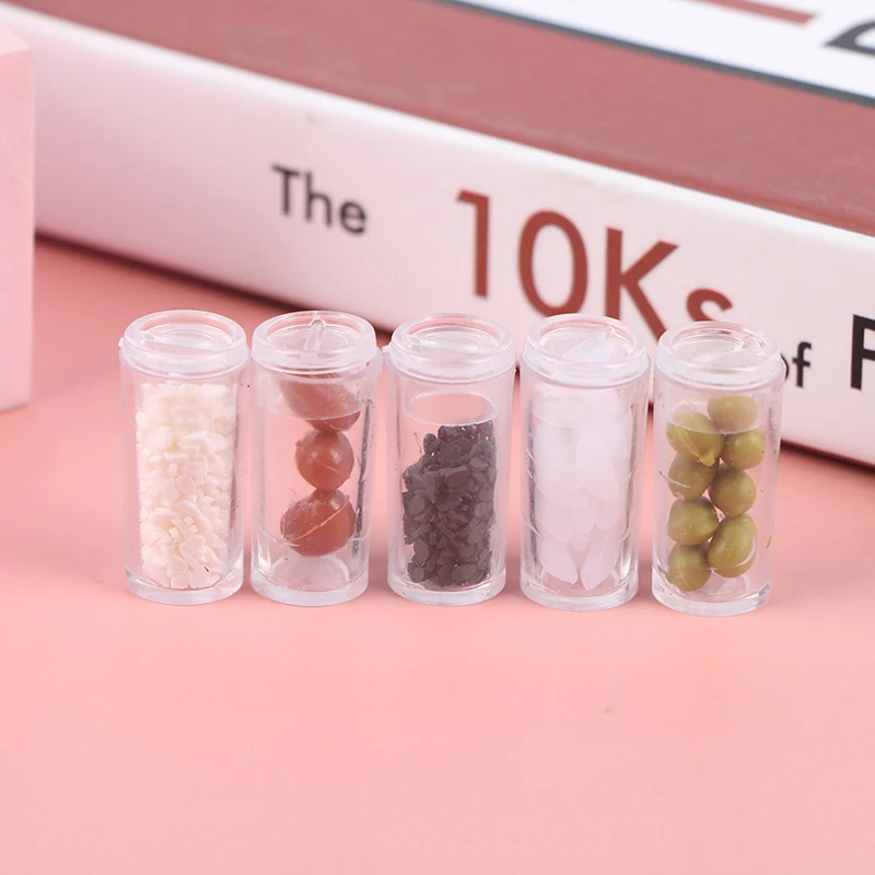 

5 Bottle Mini Kitchen Dry Goods Model Food Ingredients Decoration 1:12 Dollhouse