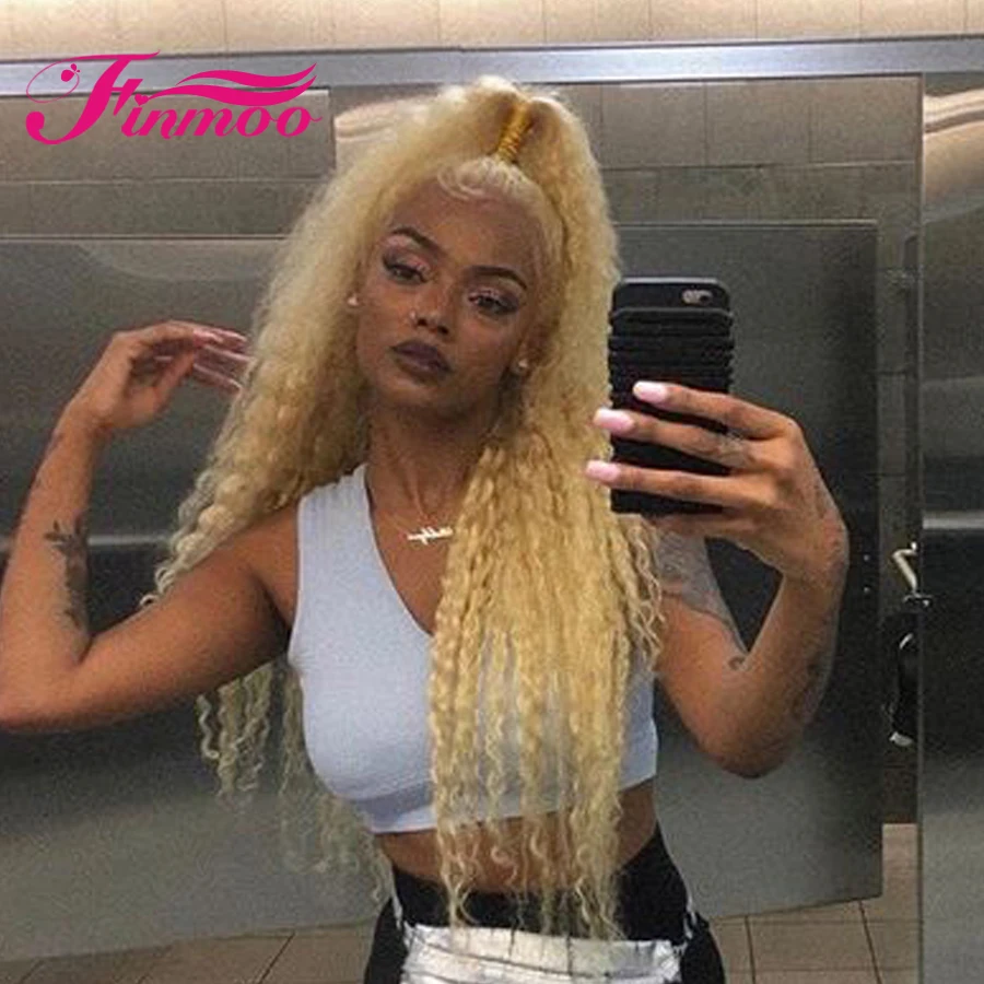 Парик #613 блонд кудрявые человеческие волосы парик часть на сетке бразильские