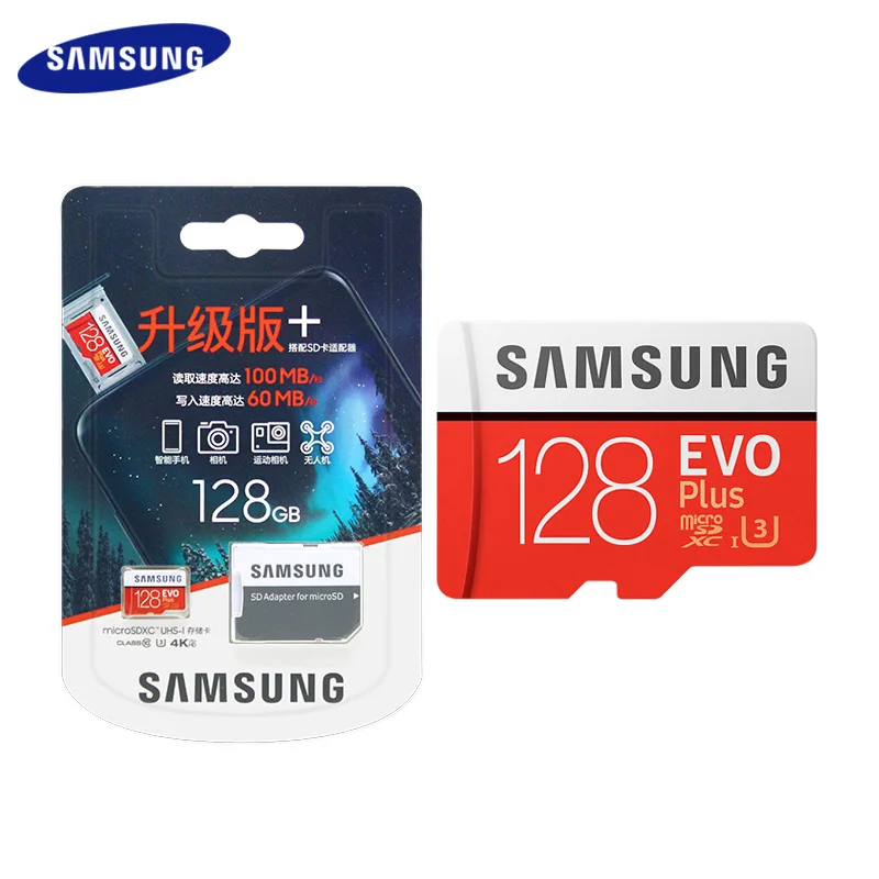 

SAMSUNG EVO Plus 128GB Micro SD Card SDXC C10 U3 High Quality Memory Card Trans Flash Card TF Card Micro SD With Adapter
