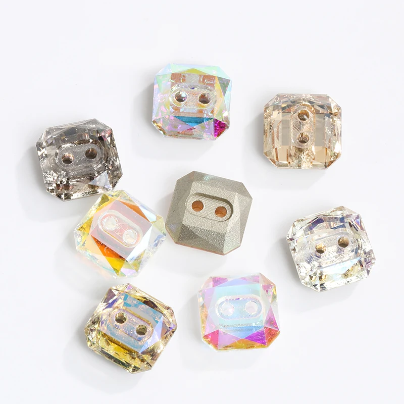 

XiChuan New 10x10mm Square Buttons Gem Glass Crystal Button Rhinestone Sew On Rhinestone For Needlework DIY Clothing Accessories