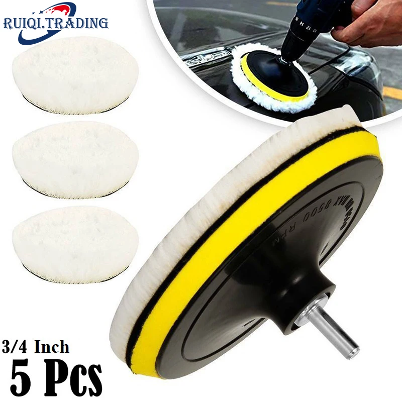 

5PCS Wool Polishing Pad For Polisher Machine Waxing Polishing Buffing Car Paint Care Polisher Pads For Car Polisher3/4Inch