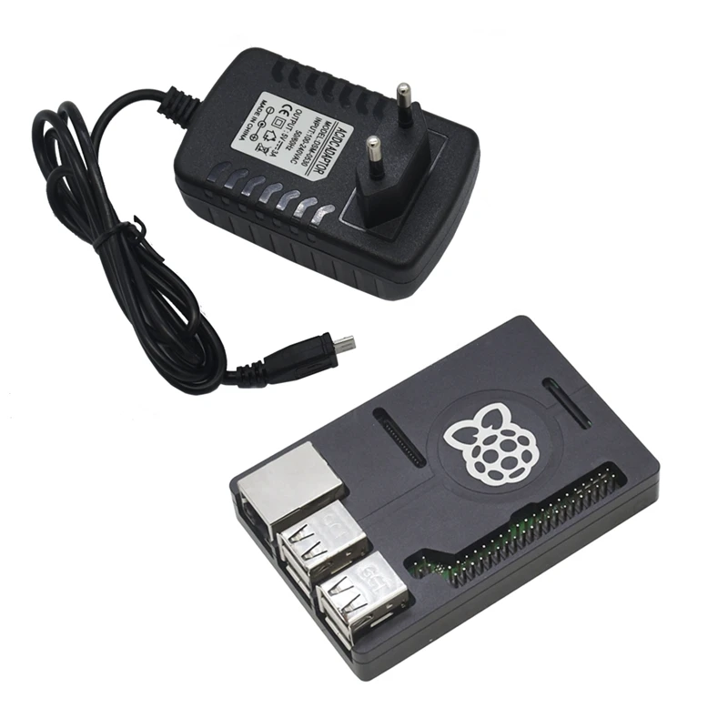 3 в 1 для Raspberry Pi Model B + (плюс) алюминиевый чехол с ЧПУ 5 В А набор адаптеров питания