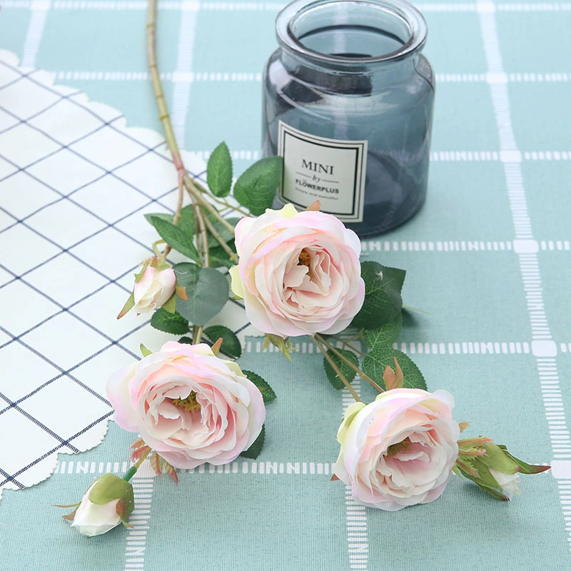 Light pink 1 шт. Букет пионов искусственные цветы 7 цветов шелк Флорес осень свадьба домашний фестиваль украшения Аксессуары Поддельные Пион Роза - Цвет: Light pink