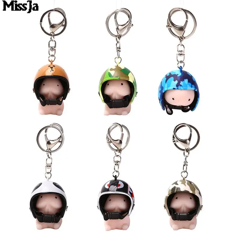 1Set Squishy Dingding Toy Keychains Helmet Squeeze Stress Reliever Decompression Sensory Penis Dick Shape Cool Interesting Gift - купить по