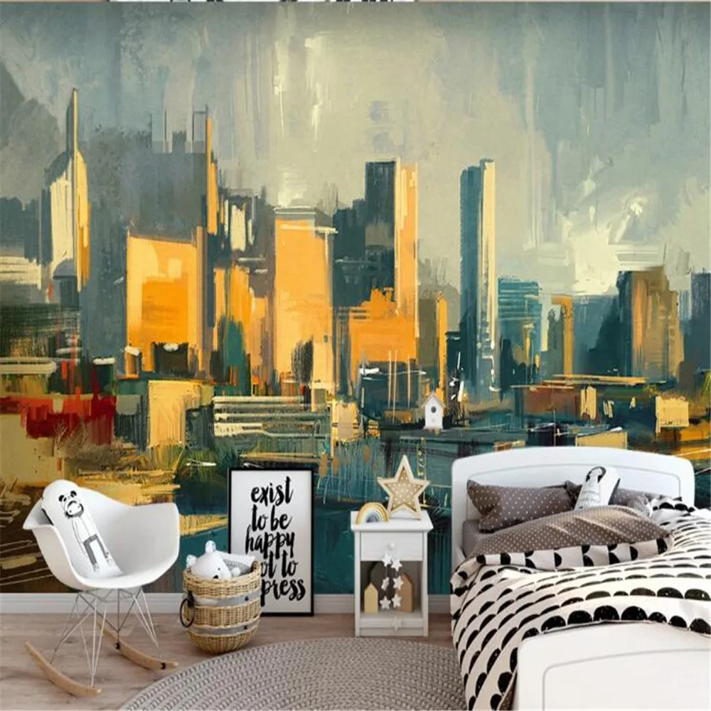 Milofi Ретро Европейская Чистая ручная роспись маслом городская гостиная фон