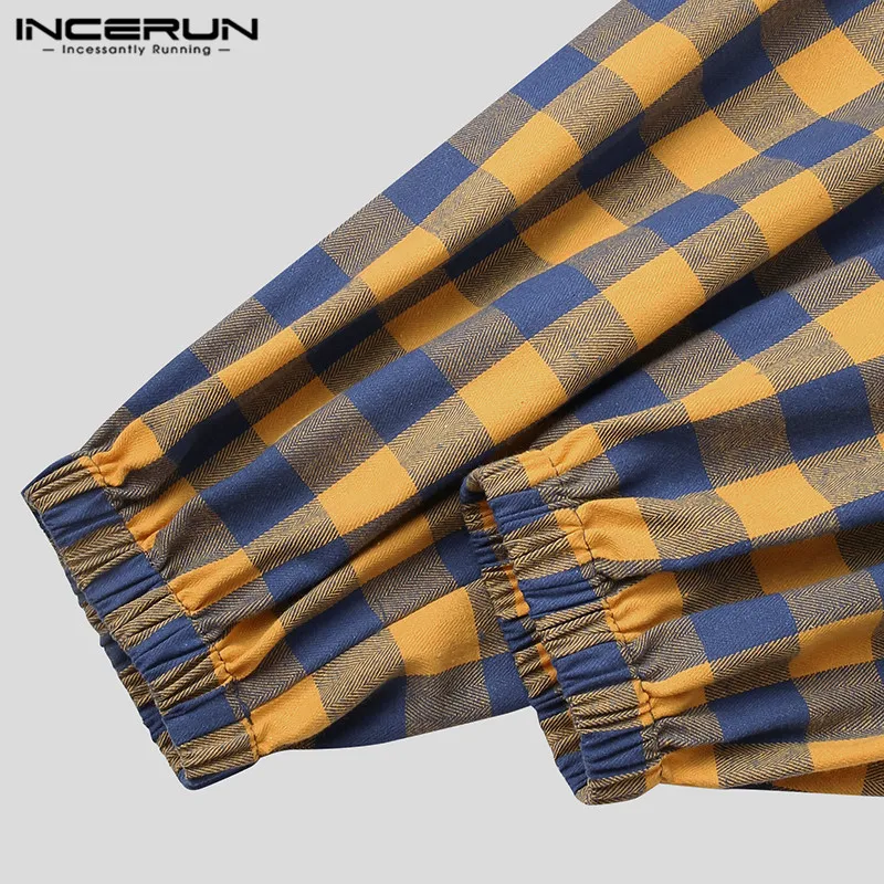 

Fashion Plaid Men Casual Pants Elastic Waist Joggers Streetwear Loose Pockets Leisure Trousers Men Harem Pants S-5XL INCERUN