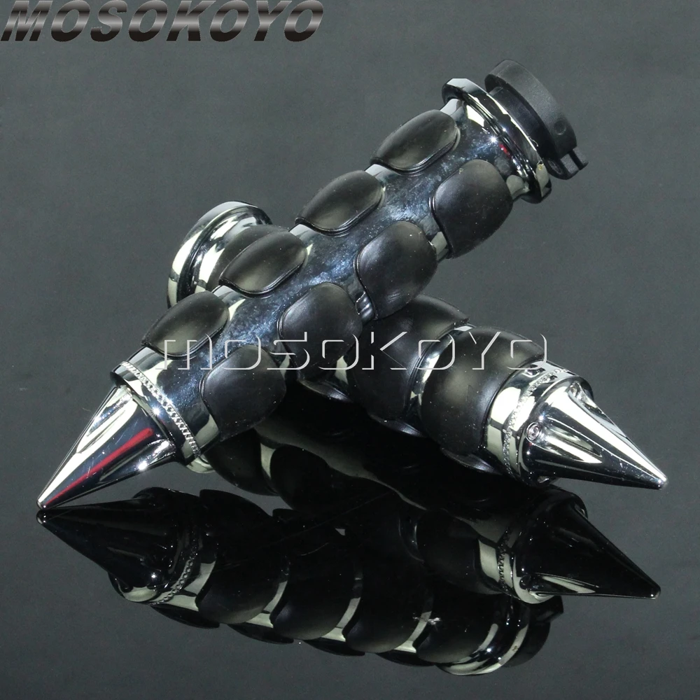 1 Pair Aluminum Motorcycle 22/25mm Universal Spike Hand Grips w/ Throttle For KAWASAKI HONDA Suzuki Boulevard M50 M90 M109R Boss |