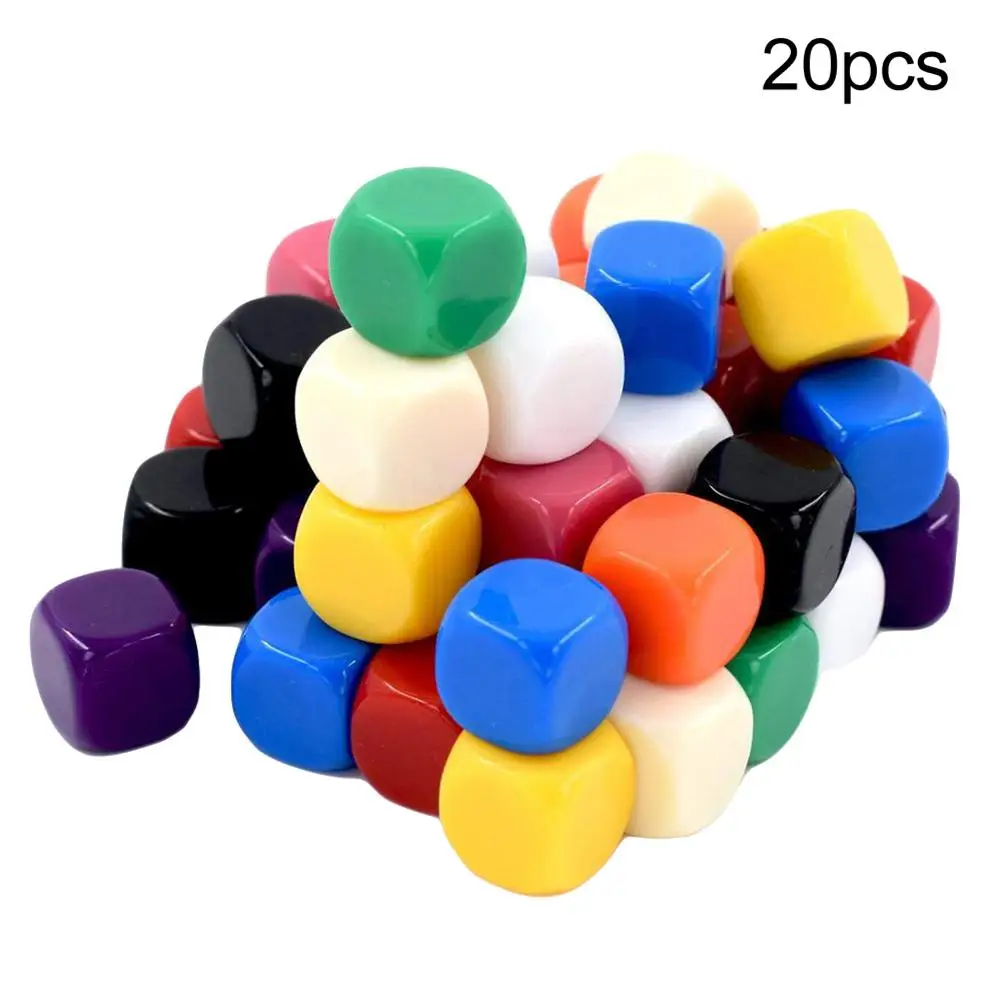 

20Pcs 16mm Opaque Blank D6 Six Sided Dice Toy Teaching Resources Party Supplies