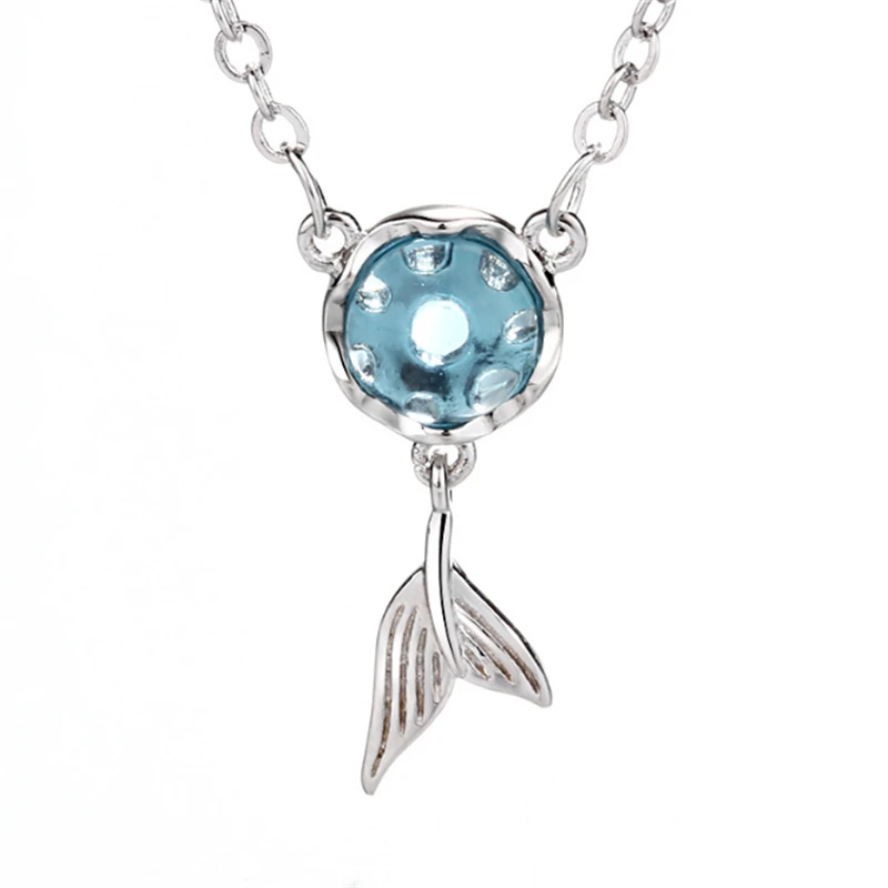 Женское Ожерелье с голубым камнем украшенное кристаллами | Украшения и