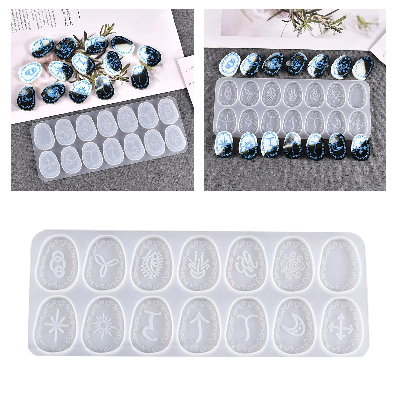 

Rune Stones Resin Mold for DIY Jewelry Pendant Divination Stacking Candles