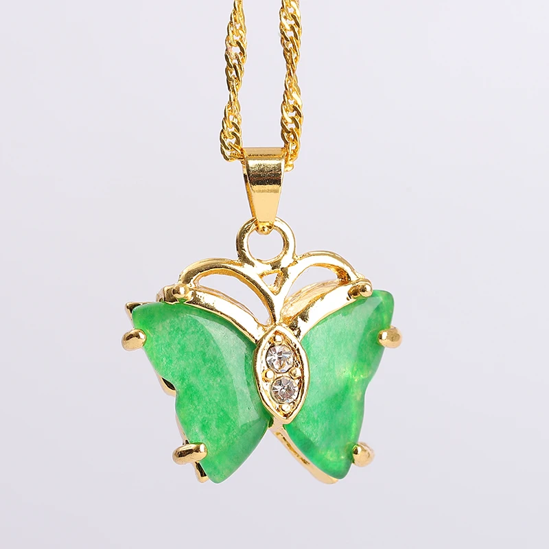 

Koraba 14K 14k Gold Jewelry Gemstone Butterfly Pendant Necklace, 18" Charm Necklace