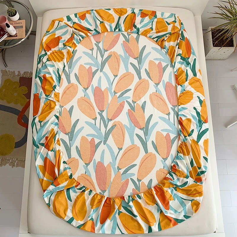 

100% cotton elastic bed linen bed cotton bedspread bed cover double bed bedding bedding household painting sheets