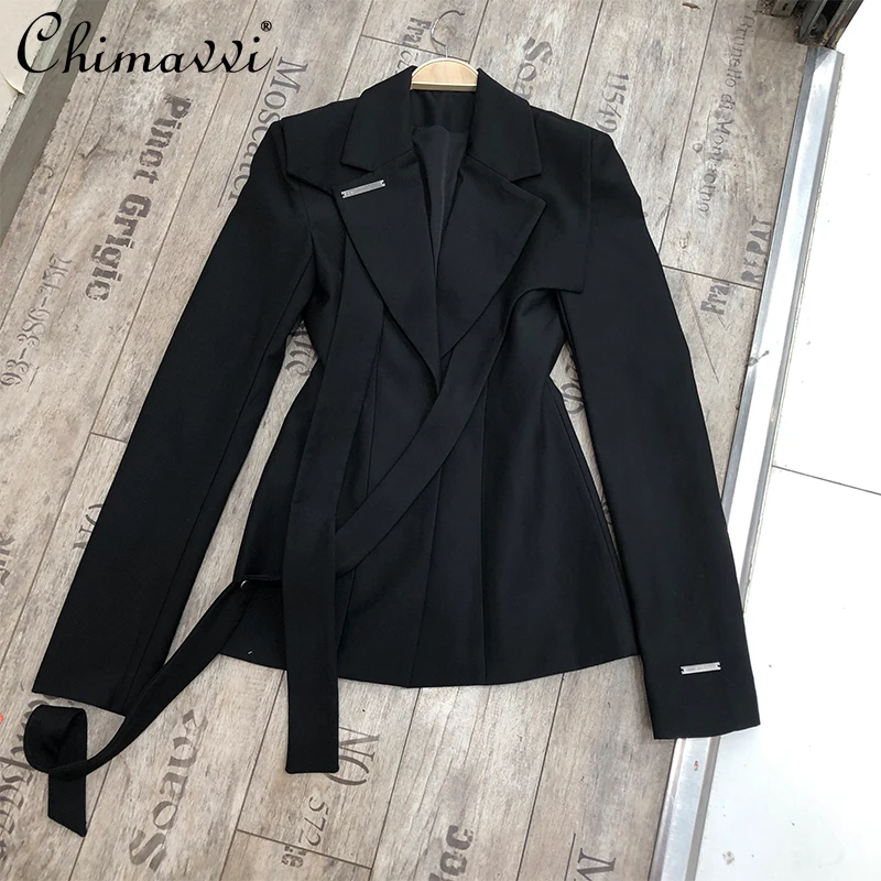 

Korean Fashion Women's Clothing 2021 Autumn Leisure Slimming Long Sleeve Blazer Suit Ol Temperament Commute Black Coats Feminine