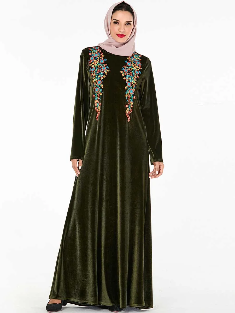 Зимняя бархатная абайя арабское мусульманское хиджаб кафтан марокканская Tesettur