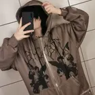 Куртка с капюшоном и принтом ангелов, на молнии, с длинным рукавом