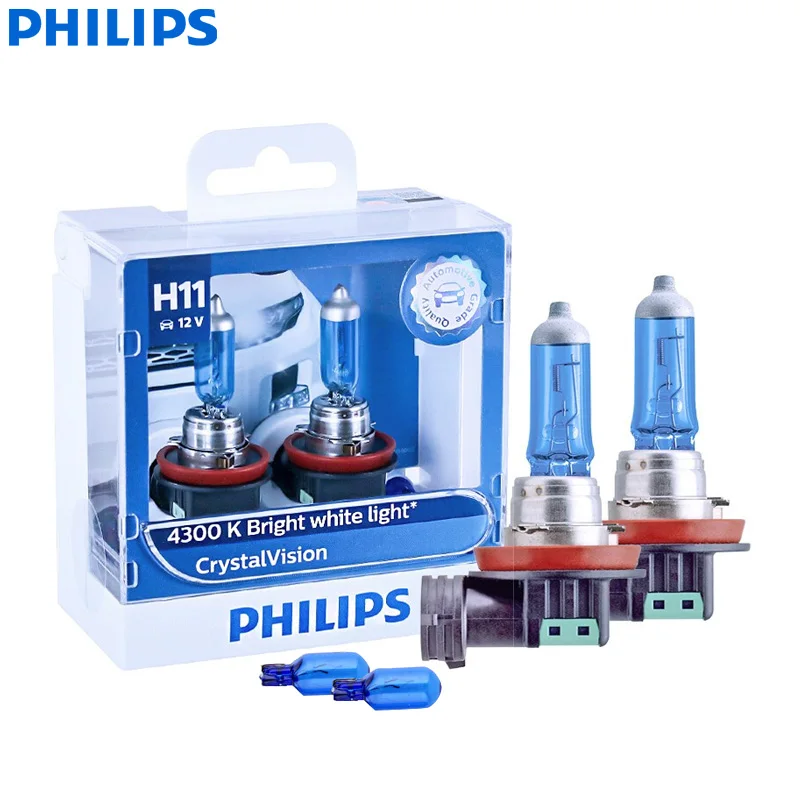 

Лампа Philips Crystal Vision H11, 12 В, 55 Вт, фонарь 12362CVSM 4300K, Ярко-белая Автомобильная галогенная фара, противотуманная фара, автомобильные лампы (двойная упаковка)