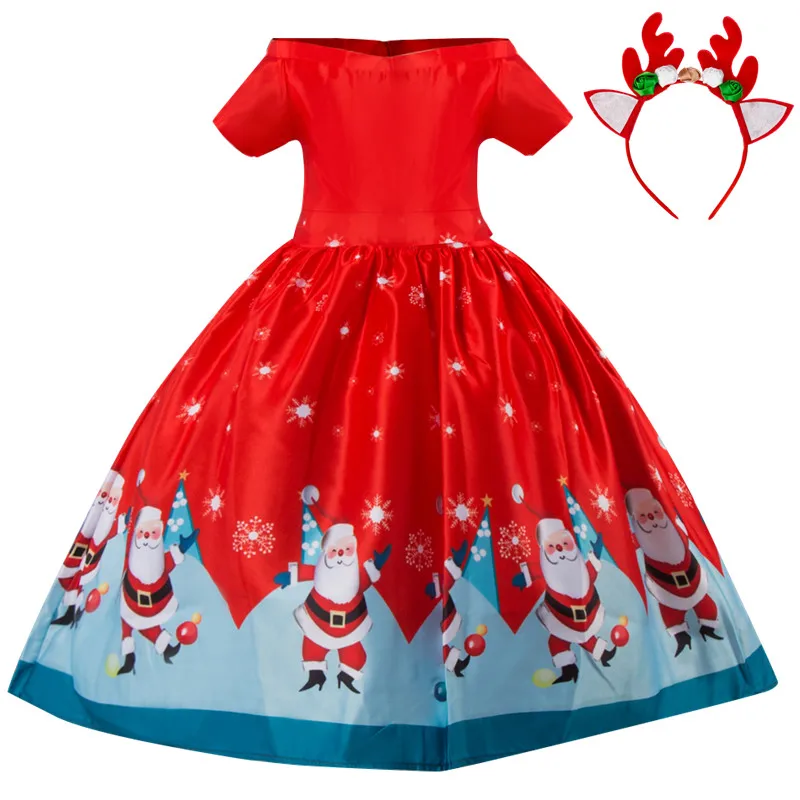 Red Christmas Dress For Girl Costume Kids Dresses Girls Xmas Holiday Children Party Wear Baby Clothes 4 6 8 10 Years | Детская одежда и