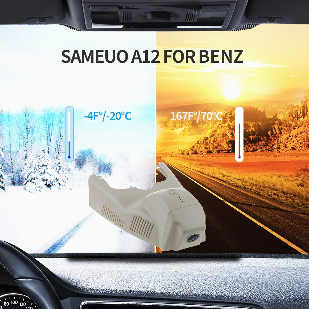Автомобильный видеорегистратор Sameuo с двумя объективами и Wi-Fi для Mercedes Benz GLA 200 CLA200
