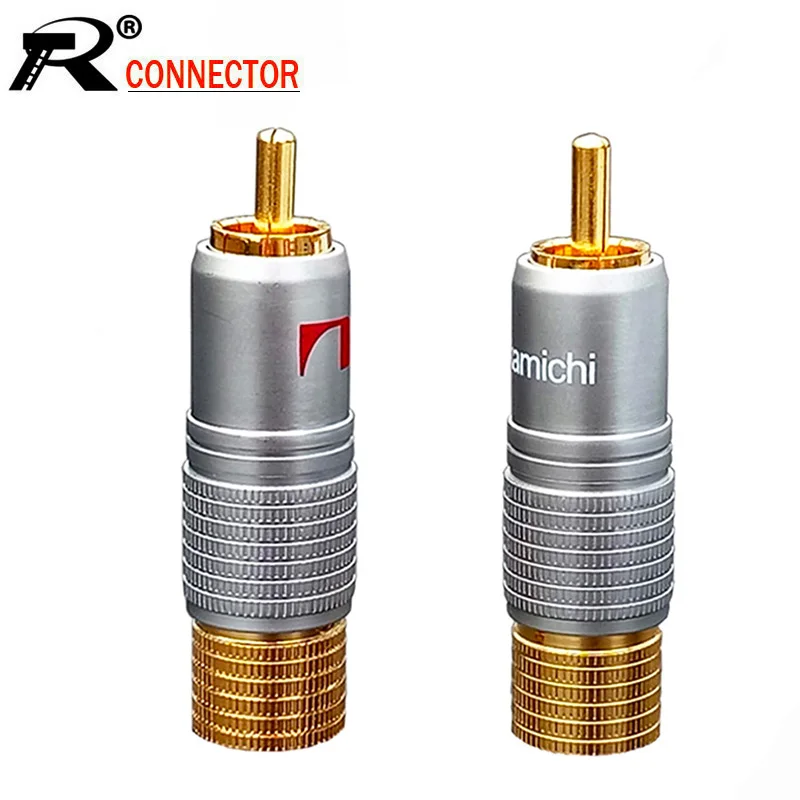 10 шт./лот разъем RCA винтового типа без припоя штекер со штекером медная