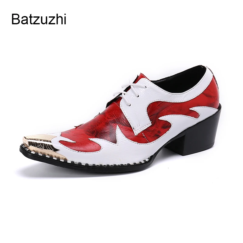 

Batzuzhi Западная Стиль Мужская обувь Нового Дизайна Кожаная Туфли под платье для мужчин вечерние и свадебные туфли на шнуровке; Zapatos Hombre, Разме...