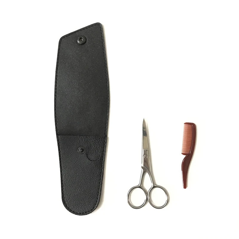 

Mustache Eyebrow Trimmer Men Beard Scissors Stainless Steel Shear Cutter Care Accessary Scissors Comb Kit