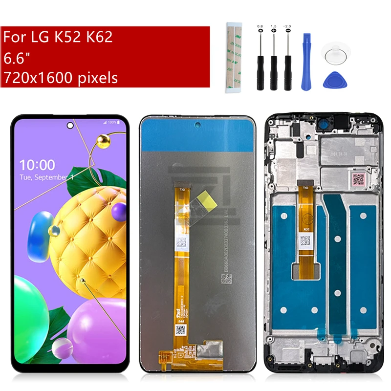 

For LG K52 K520 LCD Display Touch Screen Digitizer Assembly With Frame For LG K62 K525 Display Replacement Repair Parts 6.6"