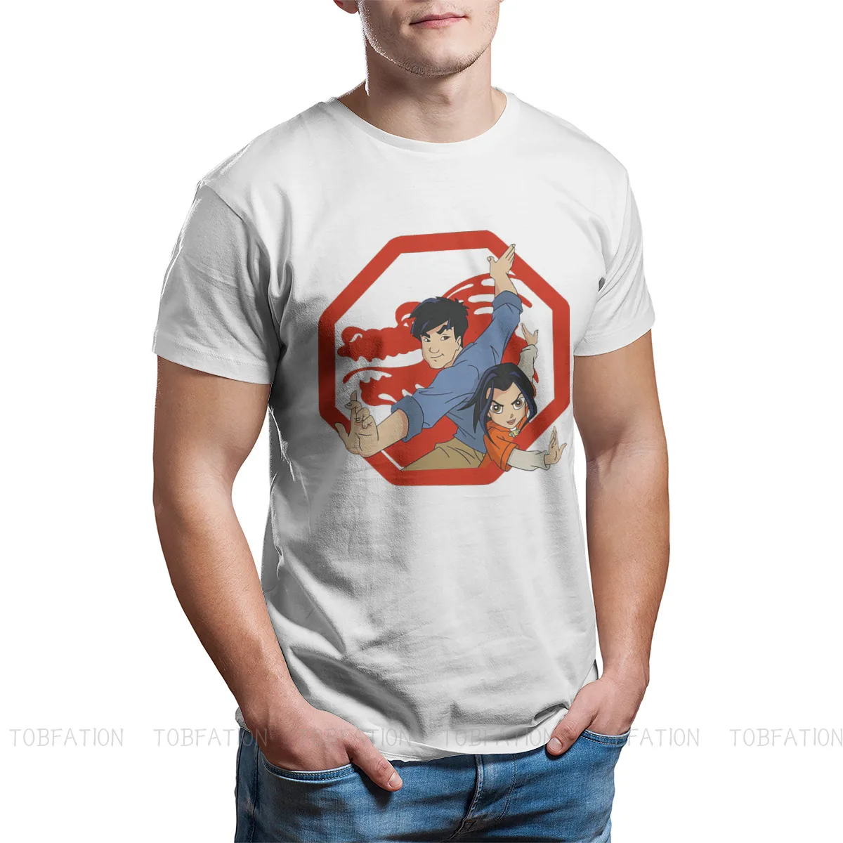 Футболка мужская из чистого хлопка с круглым вырезом большого размера