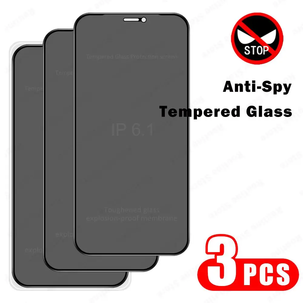 

3Pcs Full Privacy Tempered Glass For iPhone 13 12 11 Pro Max 13 Pro 12 Mini XS Max XR X 7 8 Plus Anti Spy Glass Screen Protector