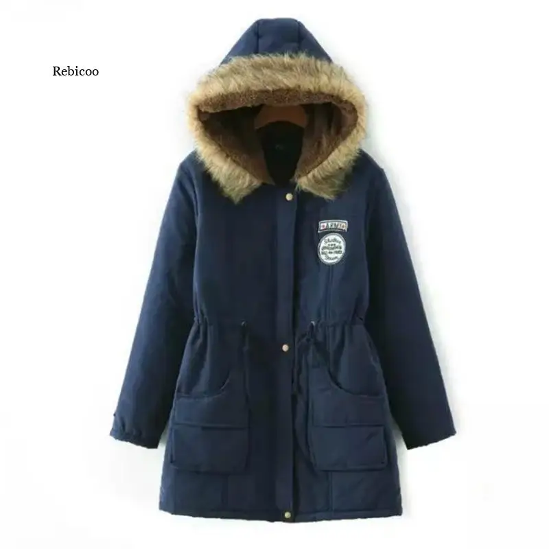 Зимнее женское пальто 2021 Женская парка повседневная куртка меховое с капюшоном в