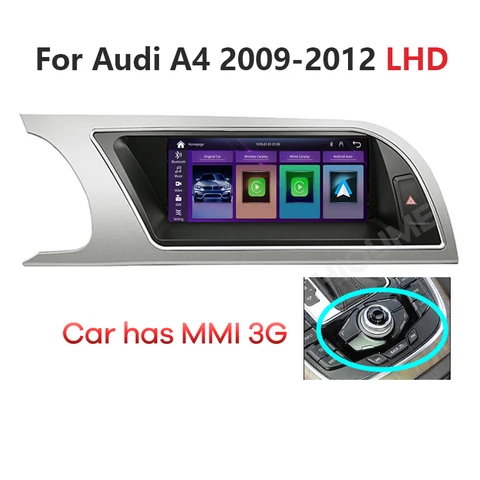 8,8 "Беспроводной автомобильный мультимедийный Apple CarPlay Android для Audi A4 A5 2009-2016 LHD головное устройство Видео Стерео Linux сенсорный экран