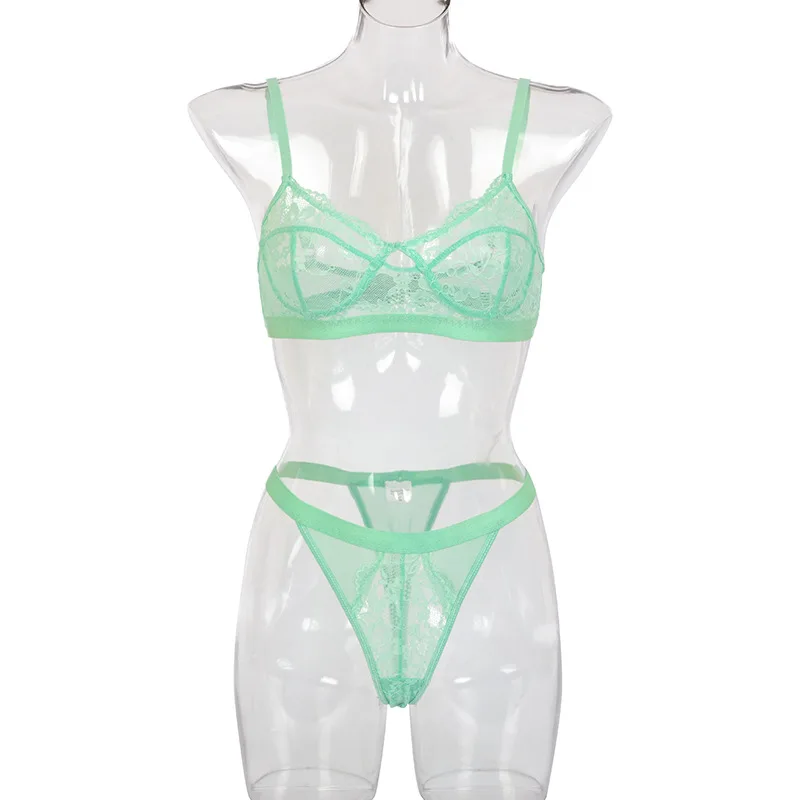 

Women's Underwear Lace Wireless Bralette Transparent Hollow Out 15 Color Bra Panty Set Underwear Set Clothes Sexy Lingerie