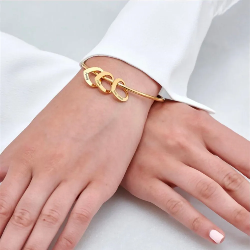 Изготовленный на заказ браслет из нержавеющей стали Сердце Бусина Подвески для