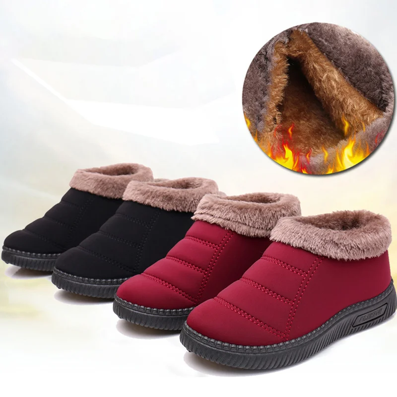 

Old Beijing Women Cotton Shoes Velvet Keep Warm Middle Aged Non Slip Mother's Shoes Slip on Comfortable Men's Walking shoes