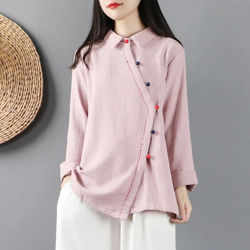 Женская блузка в китайском стиле желтая китайская рубашка Qipao топ из хлопка