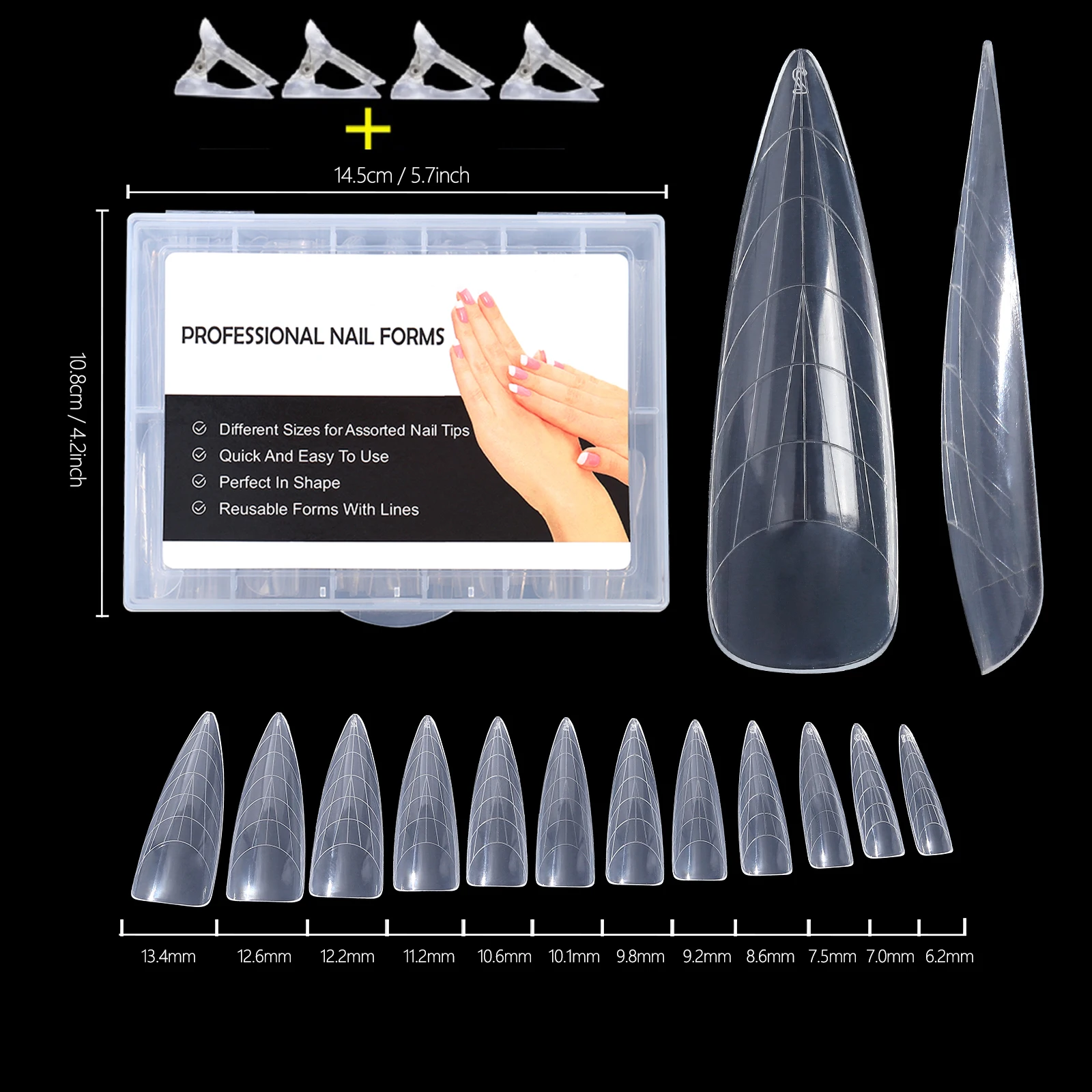 

Free Gift Salon Square Straight Extra Long Nail Daul Forms Quick Building UV Poly Nail GEL Acrylic Decoration Art Mold Form Clip
